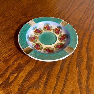 Vintage Porcelain Victorian Scene Ashtray- 7 1/2&quot;