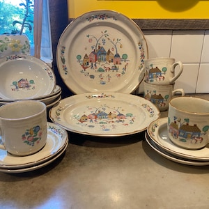 Vintage International China Heartland Village 105 Stoneware Dish Replacements-Dinner Plates Bowls Cups and Saucers
