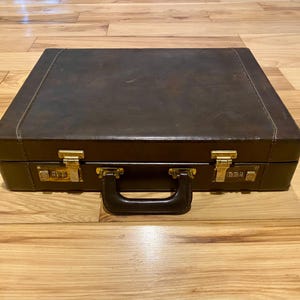 Vintage Faux Leather Brown Briefcase Attaché Document Case with Combination Locks- Casecraft Briefcase