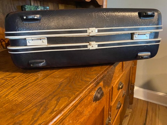 Vintage Navy Blue Samsonite Hard Shell Suitcase- … - image 6