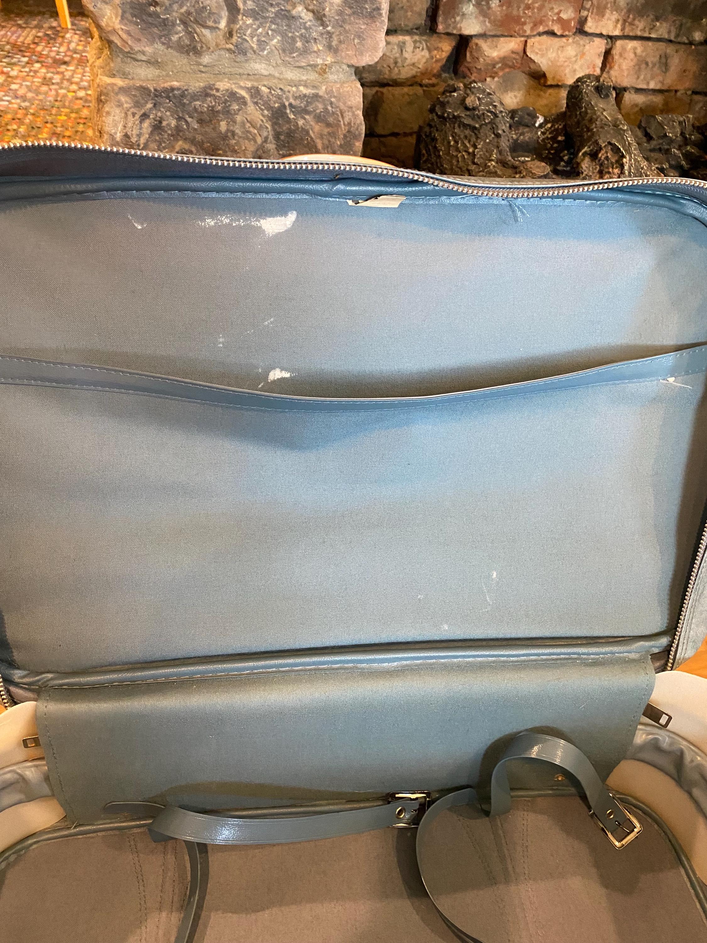 Vintage Sky Blue American Tourister Soft Shell Suitcase Carry-on