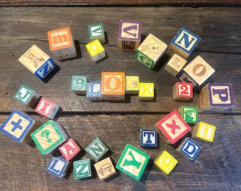 Vintage Wood Alphabet Blocks