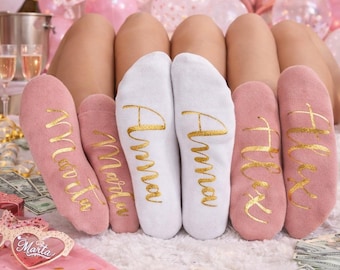 Bridesmaid Custom Socks, Party Matching Socks, Bachelorette gifts, Sleepover, Slumber party gifts, customized socks, Bridesmaids gifts-autum