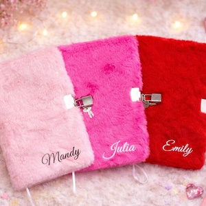 Custom Name fluffy Diary, Diary with Lock and Key, Personalized Journal with Lock, Gift for Daughter, Mother's Day Gift, Made To Order