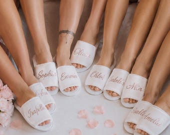 Custom Spa Party Slippers, Bridesmaid slippers, Bachelorette gifts, Slippers with names, Personalized slippers, Bridesmaid proposal -alfr