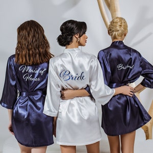 Custom Bridesmaid robes, Bachelorette robes, Bridal shower robes, Plus size, Maid of Honor, Bridesmaid gifts, Plus sizes satin robes-alfre