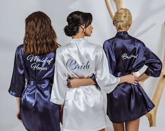 Custom Bridesmaid robes, Bachelorette robes, Bridal shower robes, Plus size, Maid of Honor, Bridesmaid gifts, Plus sizes satin robes-alfre