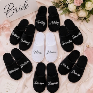 Custom Spa Party Slippers, Bridesmaid slippers, Bachelorette gifts, Slippers with names, Personalized slippers, Bridesmaid proposal -alfr image 4
