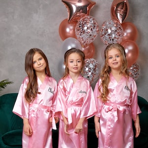 Custom Spa Birthday party robes, Custom kids satin robes, Sleepover party robes,Personalized Flower girl robe,Bridesmaid robes,Made To Order