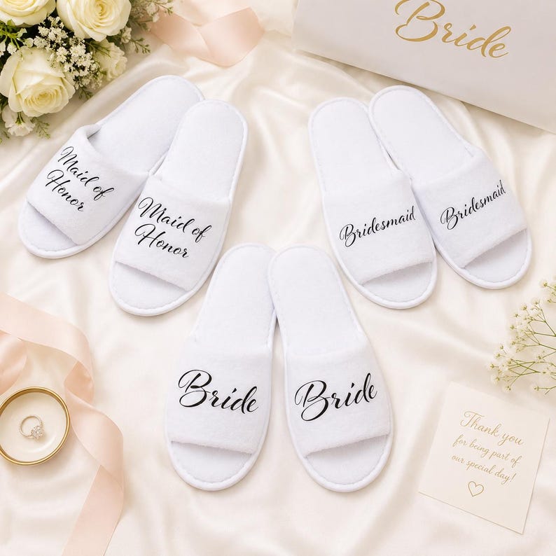 Custom Spa Party Slippers, Bridesmaid slippers, Bachelorette gifts, Slippers with names, Personalized slippers, Bridesmaid proposal -alfr image 9