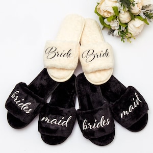 Bachelorette Custom Fluffy Slippers, Party Matching Slippers, Bridesmaid gifts, Custom Spa slippers, Bridesmaid custom gifts, alfresco+bold