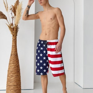 USA Flag print Men's Trunks, 4th of July Trunks , America print men's shorts, Independence Day Shorts, USA trunks, Mens trunks - USA