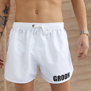 Groom and Groomsmen trunks, Bachelorette gifts, Groom shorts and hat, Groomsmen Swim Shorts, Custom Trunks, Your Text trunks, Custom shorts