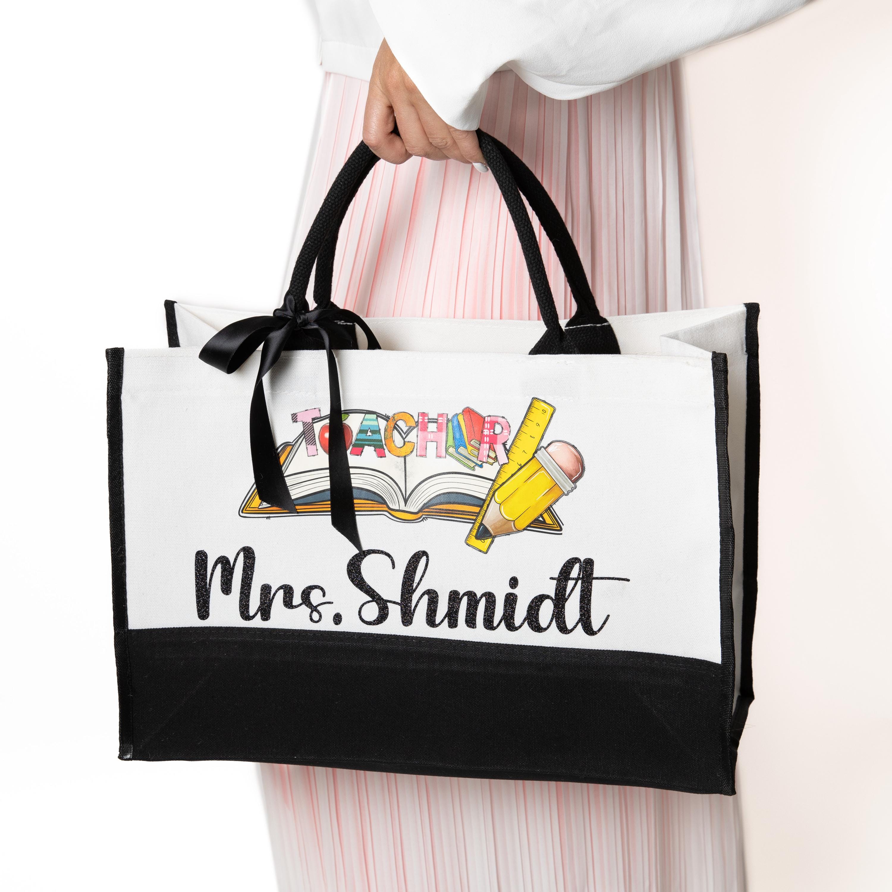 Personalized Teacher Tote Bag – Custom Teacher’s Name Canvas Bag ...
