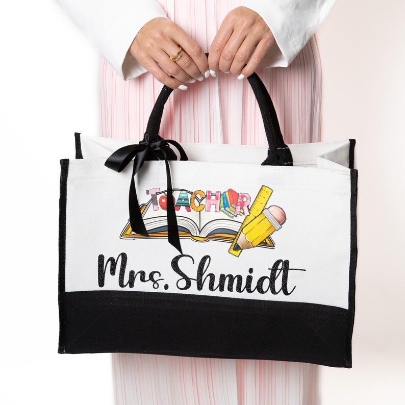 Personalized Teacher Tote Bag – Custom Teacher’s Name Canvas Bag ...