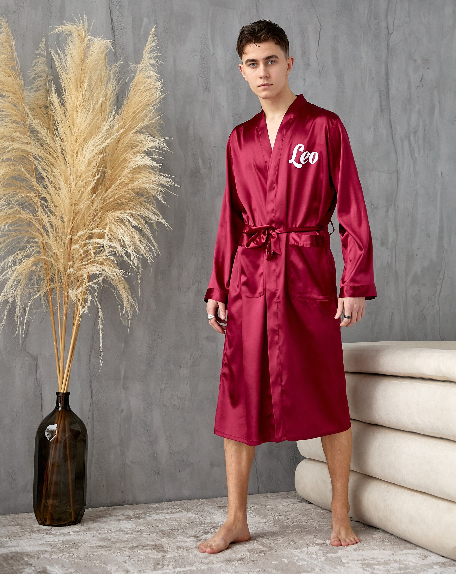 Custom Men's Satin Robe, Groom Robe, Groomsmen Robes, Wedding Men's ...