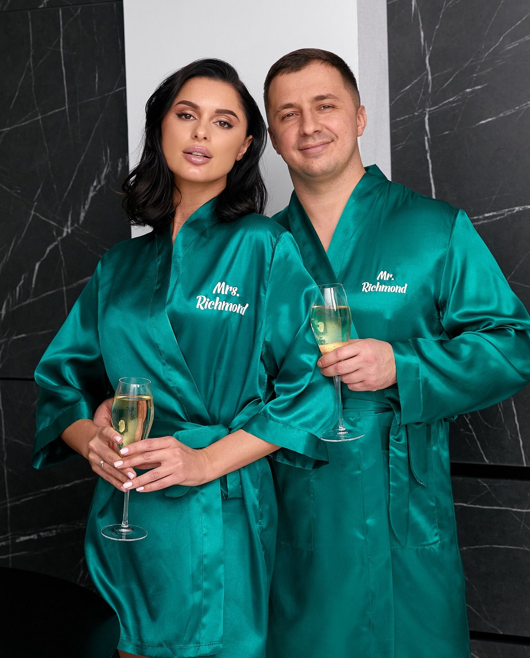 Mr and Mrs Custom Satin Robes, Wedding Robes, Getting Ready Robes