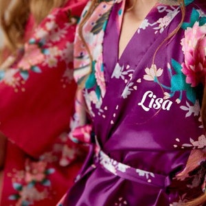 Kids Floral Print Satin Robes, Custom Robes, Kids Satin Kimono, Flower girl satin robe, Birthday Spa party robes for kids, Flower girl gift