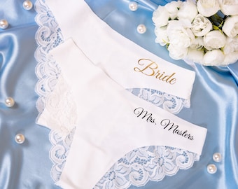 Lace Mrs Bridal Panties, Wedding Bride Underwear, Bachelorette favors, Bridal party gift, Bridal gift, Custom Lace Panties, Gift for her