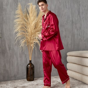Groom Pajama, Custom Satin Pajama for Men, Mr Pajams, Long Personalized ...