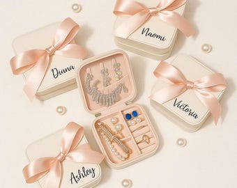 Custom Jewelry box with name, Bachelorette gift, Personalized Bridesmaid Jewelry Small Boxes, Bridal shower gifts - bow, Made To Order