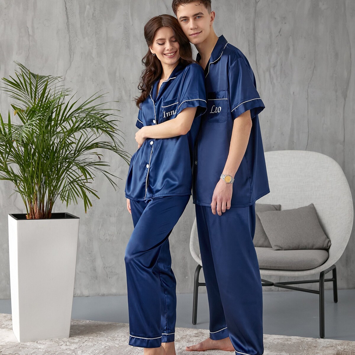Mr and Mrs Custom Satin Pajamas, Groom and Bride Pajamas, Wedding Pjs, Personalized Pajamas for Couple, Honeymoon/anniversary Gift- S+L - Etsy