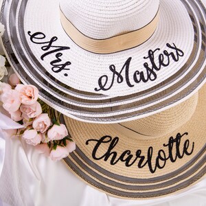 Custom Mrs Bride Hat, Personalized Hats, Custom Bridesmaid Sun hats, Bachelorette hats, Bridesmaid gifts, Bridal party gifts -st.calligr