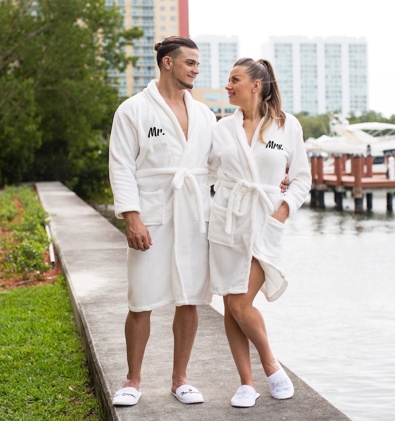 Mr and Mrs Custom Bathrobes for Couple Monogramed Bathrobes Etsy