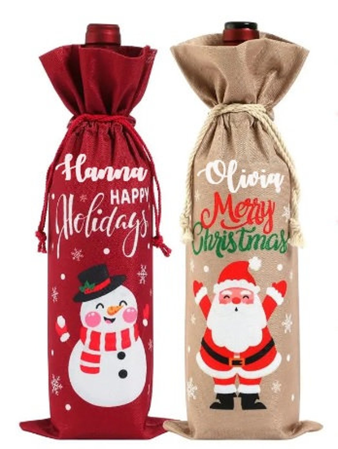 Christmas Wine Bottle Covers, Custom Christmas Decorations, Champagne