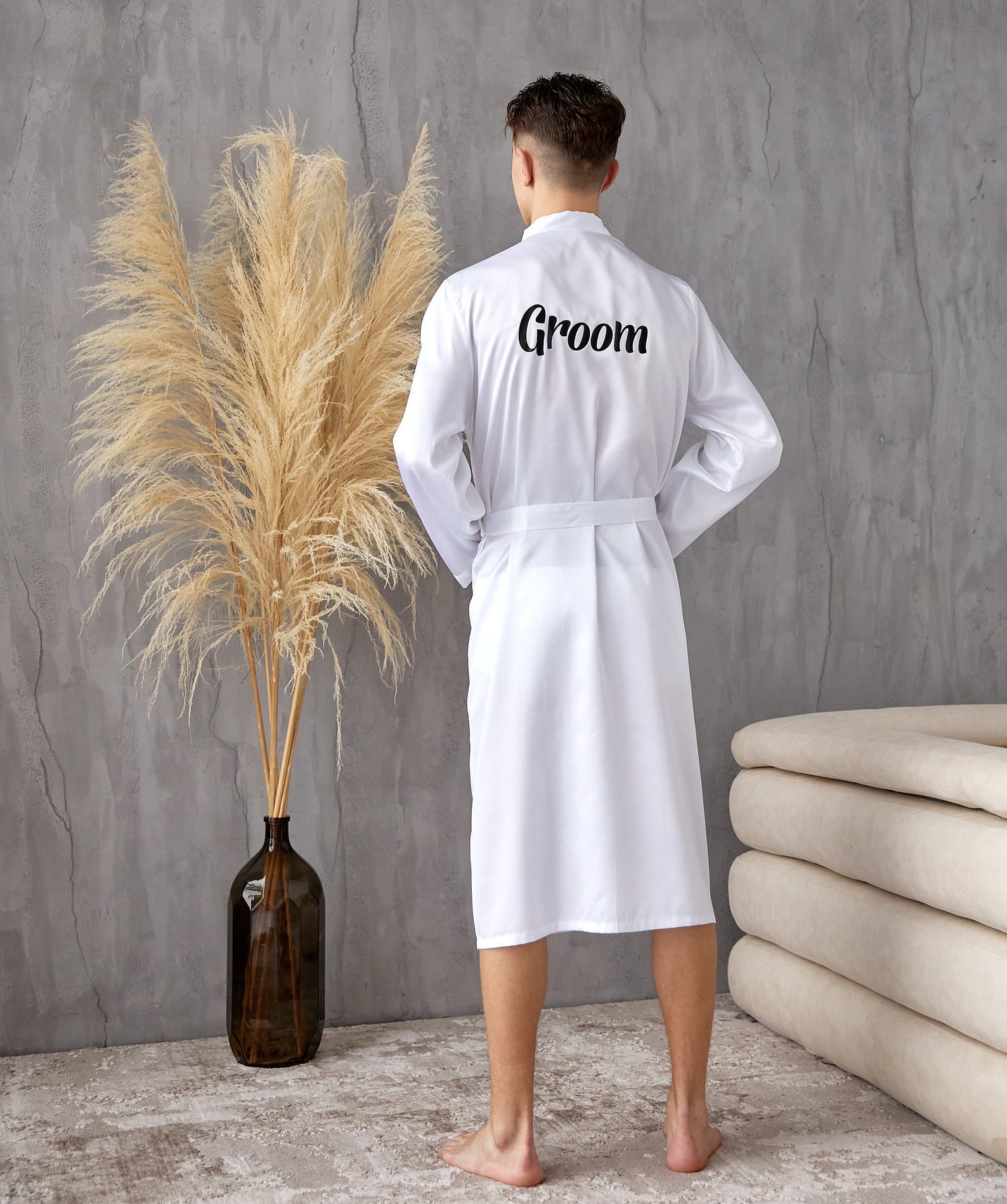 Custom Men's Satin Robe, Groom Robe, Groomsmen Robes, Wedding Men's ...