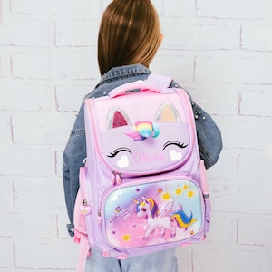 Magical Unicorn School Backpack , Girls Unicorn Backpack, Back to School Bags,  Custom Name Backpack with Unicorn, Large Backpack Unicorn