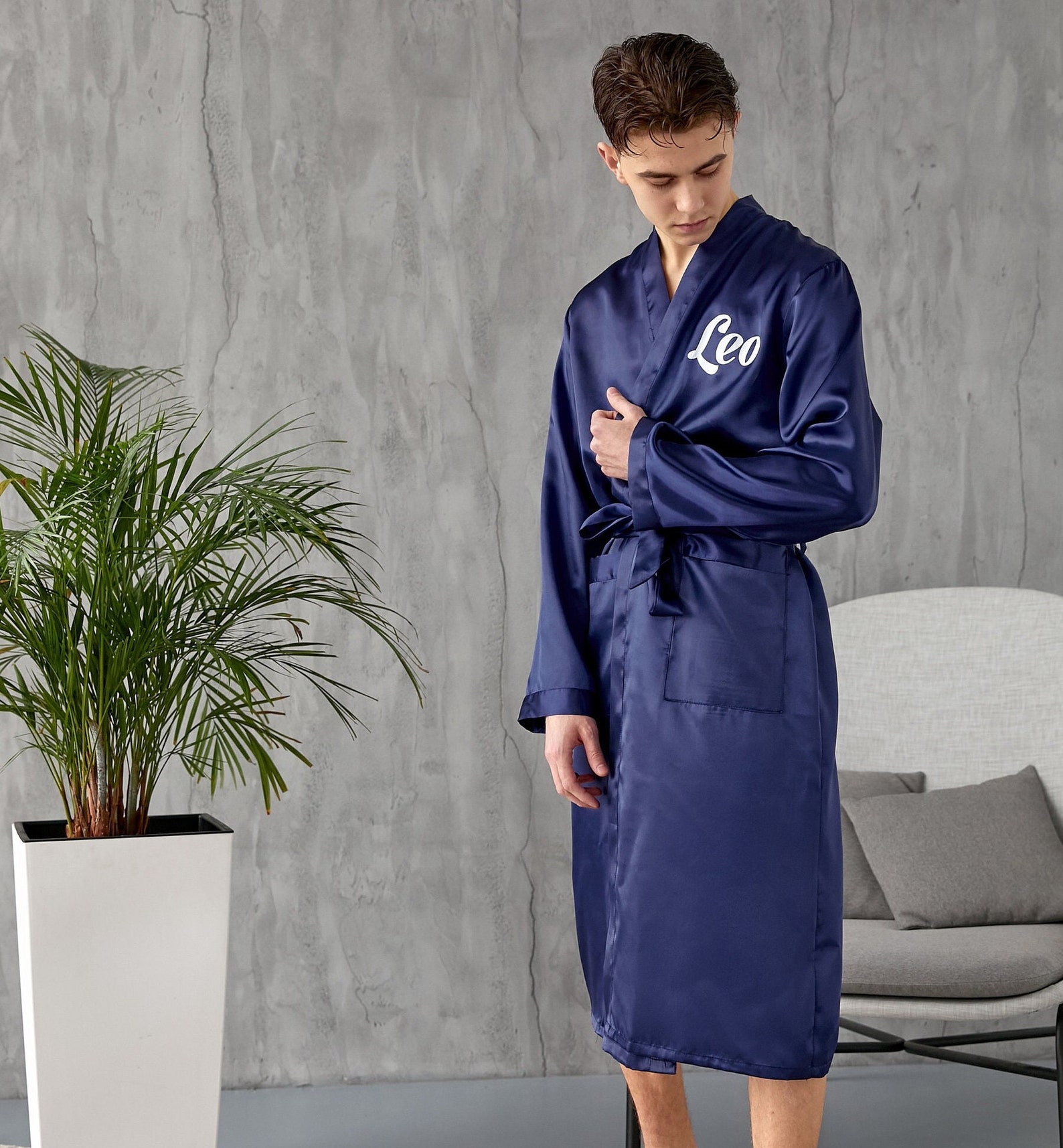 Mr Custom Satin Robe ,groom Robe, Wedding Men's Robe, Groomsmen Robes ...