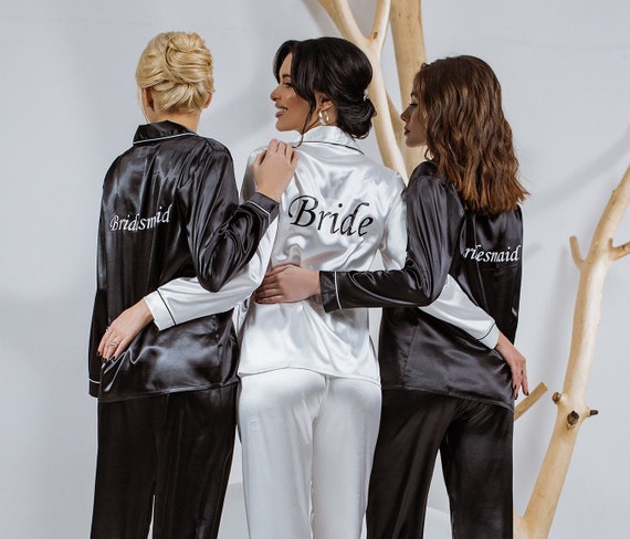 Set of 15 Custom Silk Pajamas Bachelorette Pajamas Bridesmaids