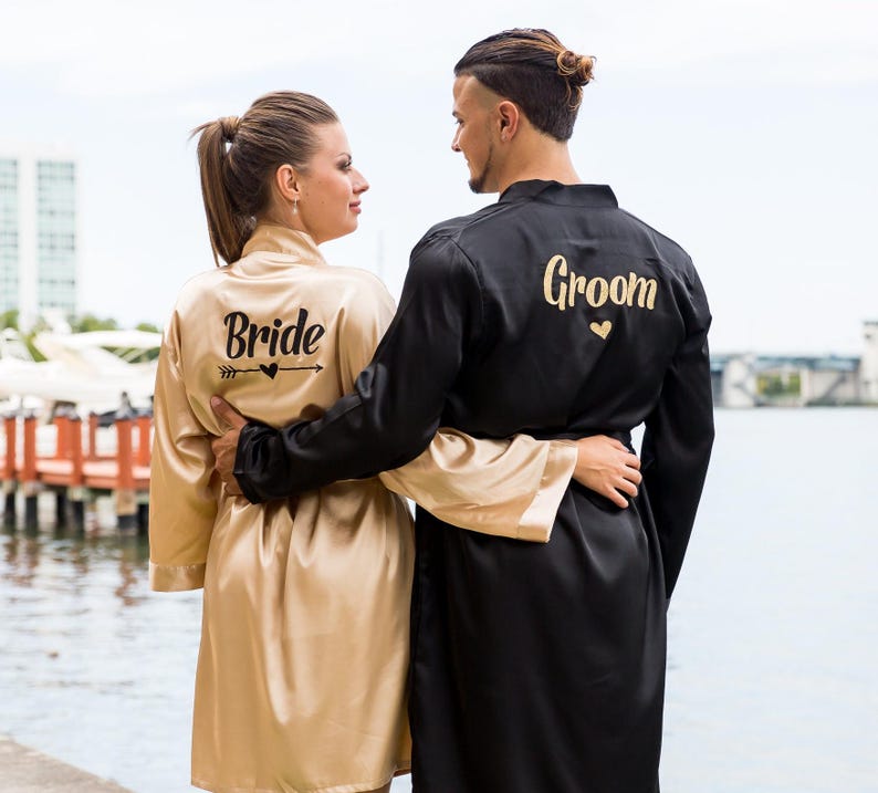 Groom and Bride Robes, Wedding Robes, Mr and Mrs Custom Satin Robes ...