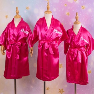 Satin Custom Kids Robes, Spa party kids gifts, Flower girl robe, Bridesmaid custom robes, Kids robes with name, Personalized robes for kids
