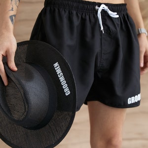 Groomsmen Swim Shorts, Custom Trunks, Groom and Groomsmen trunks, Bachelorette gifts, Your Text trunks, Custom shorts, Groom shorts and hat