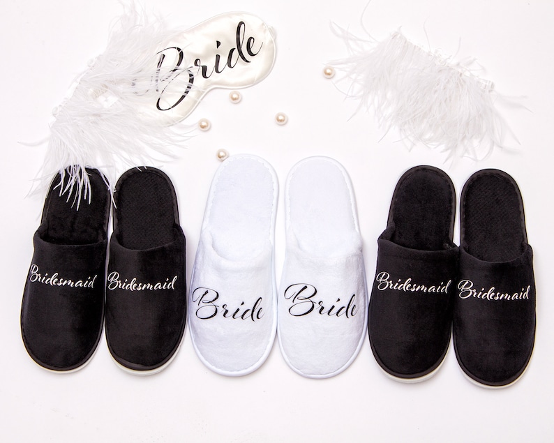 Custom Spa Party Slippers, Bridesmaid slippers, Bachelorette gifts, Slippers with names, Personalized slippers, Bridesmaid proposal -alfr image 10