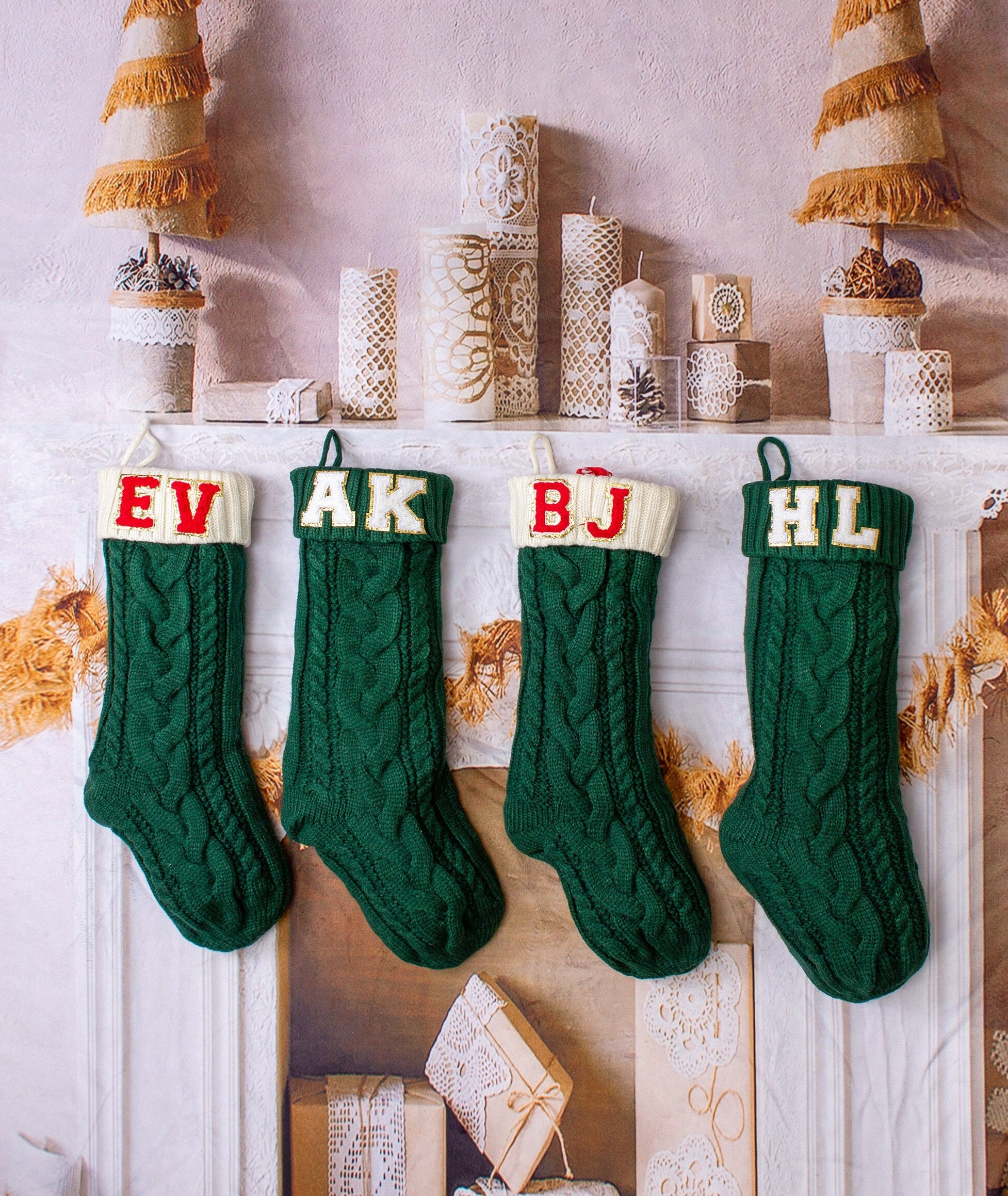 Christmas Knit Stockings With Initials traditional Christmas 