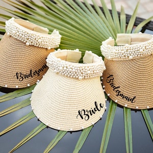 Sun visors with pearls, Custom sun visors, Bachelorette hats, Bridesmaid Custom  gifts, Personalized sun visors, Bachelorette favors -Autmn