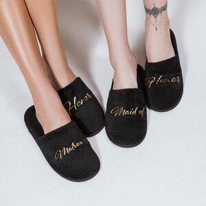 Custom Spa Party Slippers, Bridesmaid slippers, Bachelorette gifts, Slippers with names, Personalized slippers, Bridesmaid proposal -alfr image 12