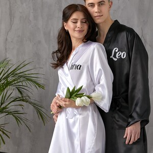 Custom Groom and Bride Satin Wedding Robes, Robes for Couple, Mr and ...