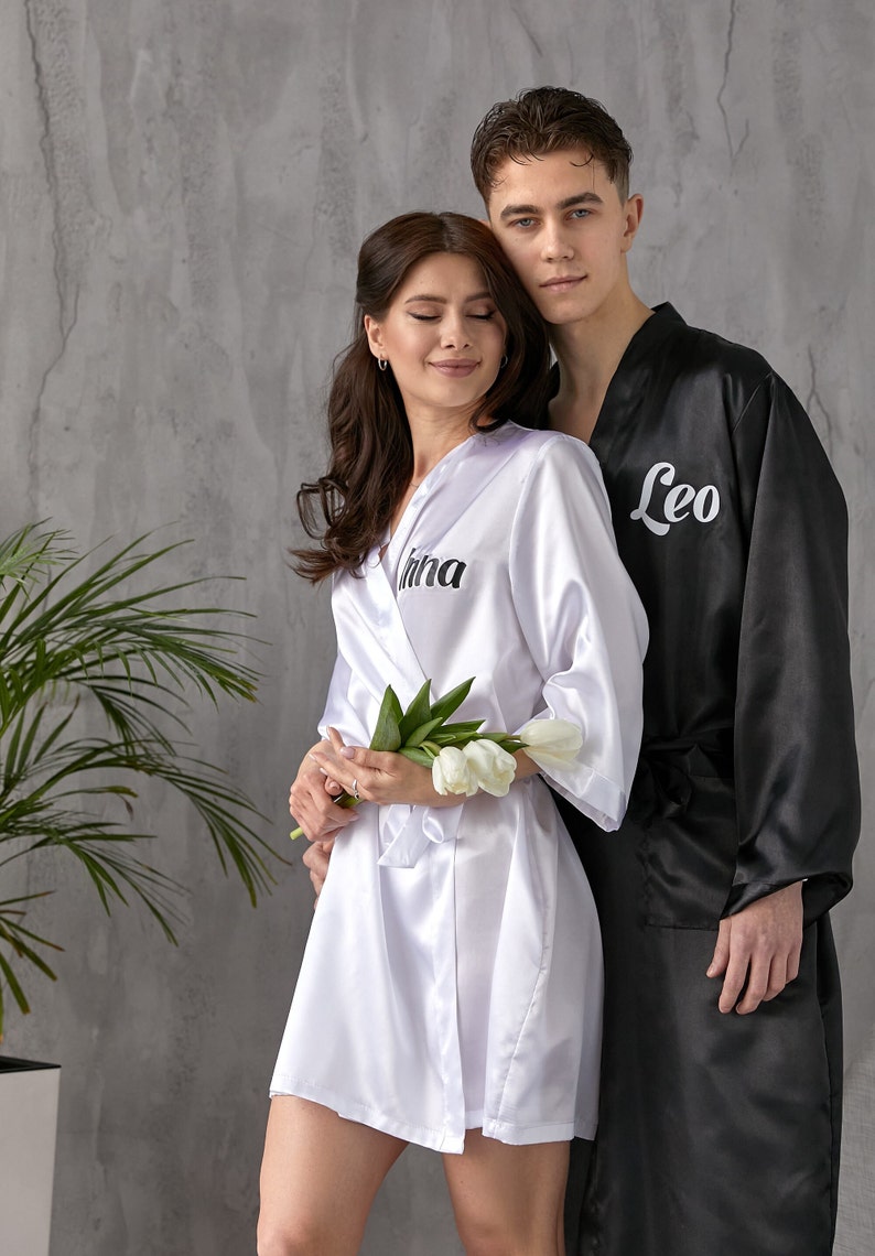 Custom Groom and Bride Satin Wedding Robes Robes for Couple Etsy