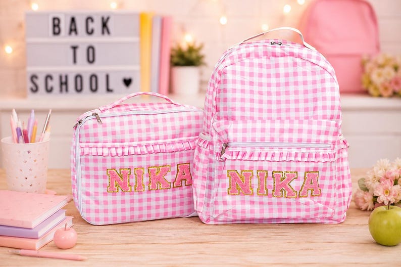 Custom Backpacks, Personalized Backpacks with names, custom lunch box, custom set with lunch box and backpacks, Kids gifts back to school