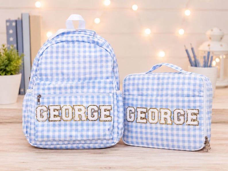 Custom Backpacks, Personalized Backpacks with names, custom lunch box, custom set with lunch box and backpacks, Kids gifts back to school