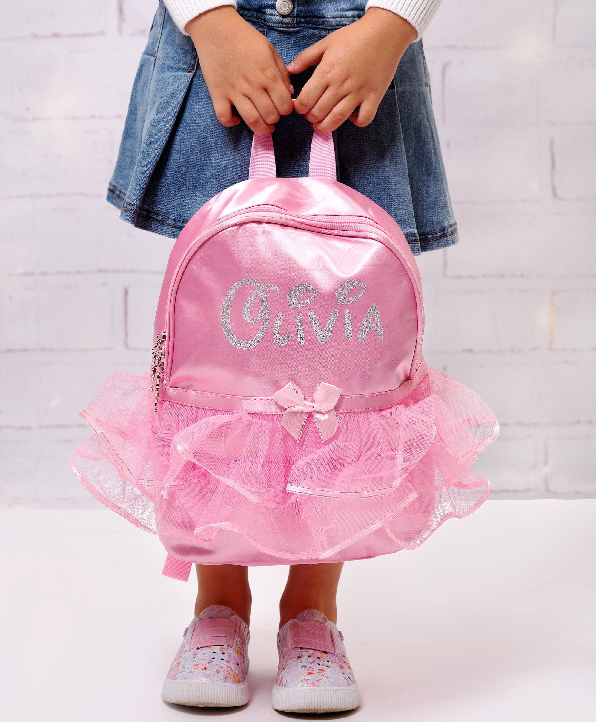 Pink Kids School Bag, Cute Girls Backpack, Custom Back to  display picture 3