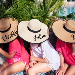 Bridesmaid hats, Bridal shower gifts, Mrs Bride hat, Bachelorette favors, Bridal party hats, Personalized bachelorette sun hats -Bl. Bor-Aut