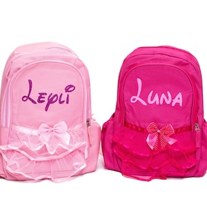 Custom Girls Backpacks, Back to school Backpack, Girls Pink ruffled backpack, Back to School Bag, Personalized Gift, Custom Girls Bags-desne