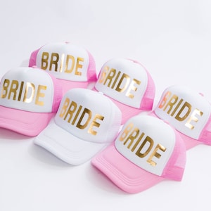 Bride Squad Custom Trucker hats, Bridesmaids gifts, Matching Bachelorette trucker hats, Baseball caps for Bride and squad-Bold,Made To Order