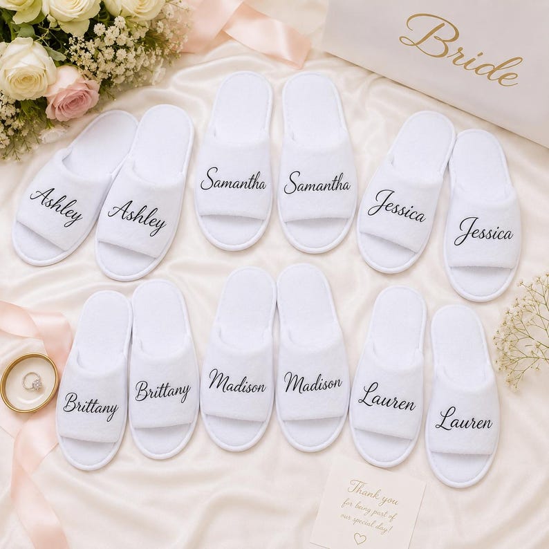 Custom Spa Party Slippers, Bridesmaid slippers, Bachelorette gifts, Slippers with names, Personalized slippers, Bridesmaid proposal