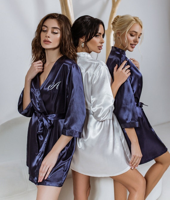 Set of 11 Bachelorette Custom Robes, Bridal Shower Silk Robes